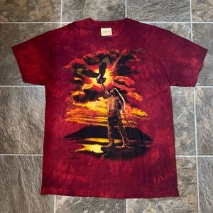 Vintage The Mountain L T-Shirt Indian Chief Eagle Fire Tie Dye 97 90s Graphic